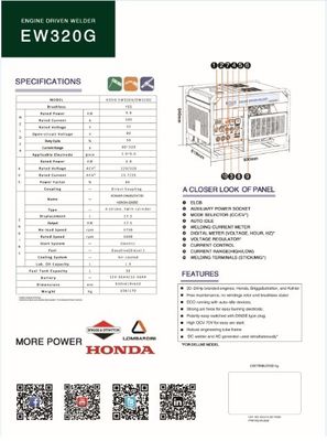 Gleichstrommotor KOVO EW320G Benzin-Schweißgenerator für die Groupe Autonome De Soudage